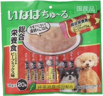 Inaba ขนมขบเคี้ยวสำหรับสุนัข Chulu อาหารครบถ้วนของโภชนาการเนื้อวัว 14 กรัม x 20 ชิ้น