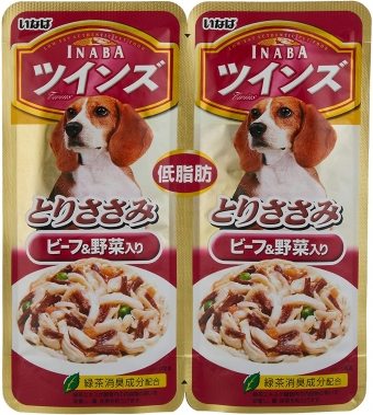 Inaba Dog Food Twins ไขมันต่ำพร้อมเนื้อและผัก 80 กรัม