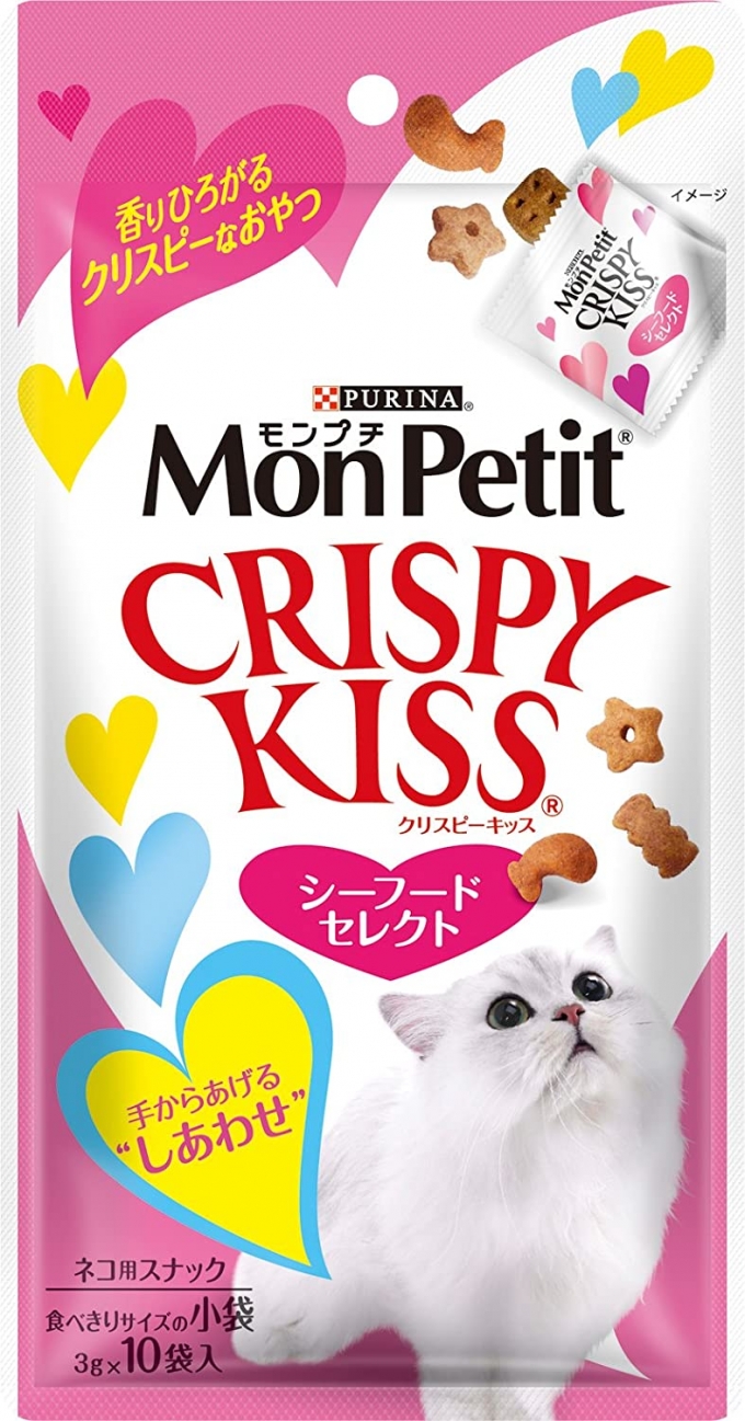 Monpetit Petit Crispy Kiss Seafood เลือก 30g (3g x 10 ถึง) x 5 ชิ้น [Cat Snack]